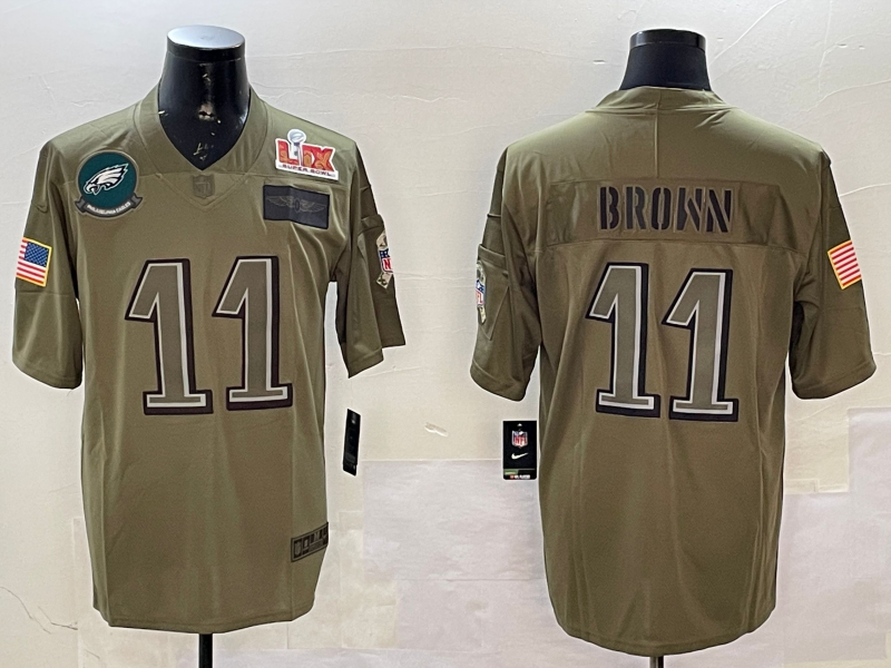 Men Philadelphia Eagles 11 Brown green 2025 Nike NFL jersey style 001